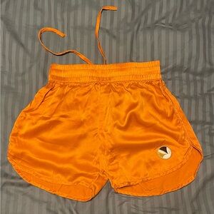 100% Silk playboy big bunny orange Short shorts basketball mulberry booty